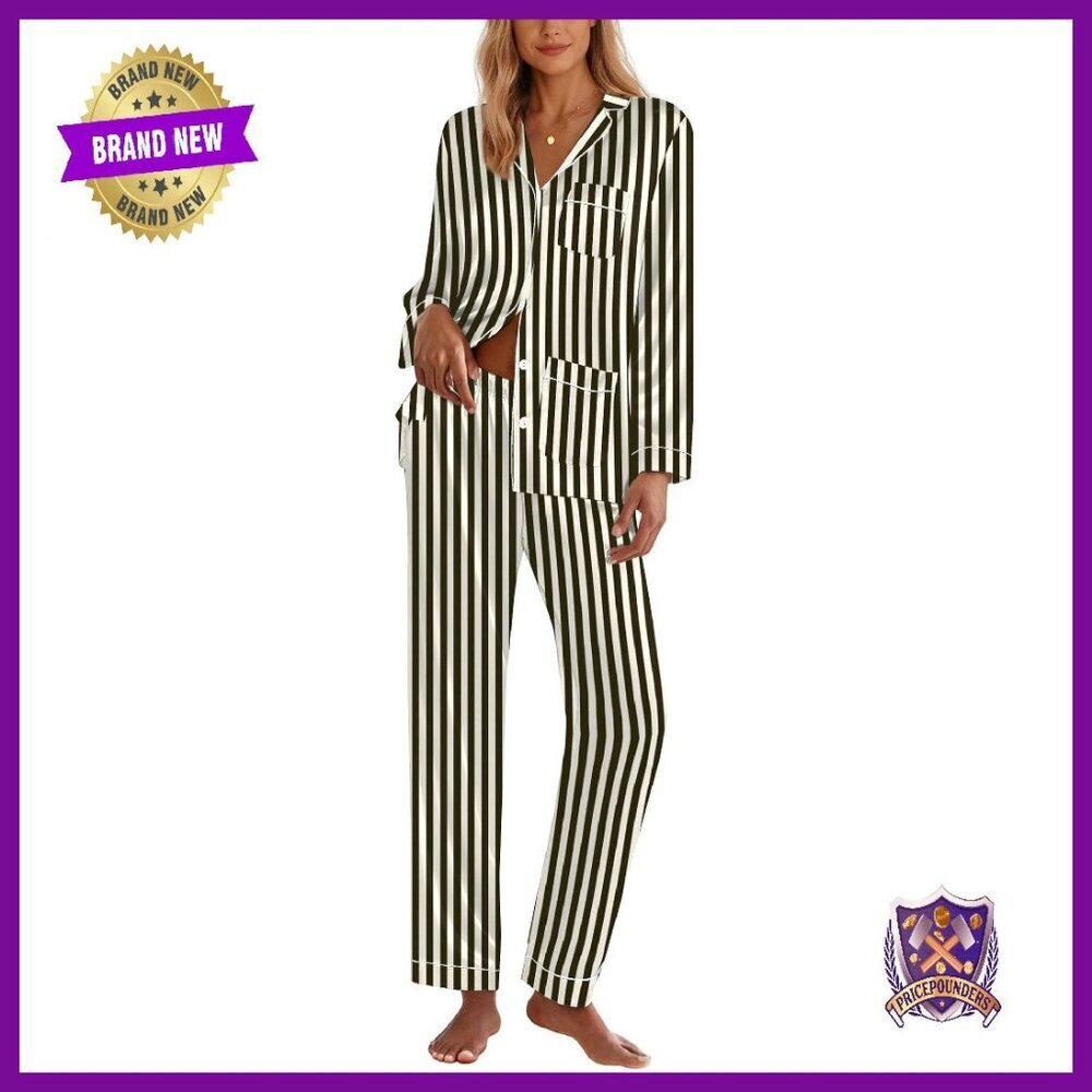 Silk Satin Pajama Set Long Sleeve Lounge Wear Women's Size